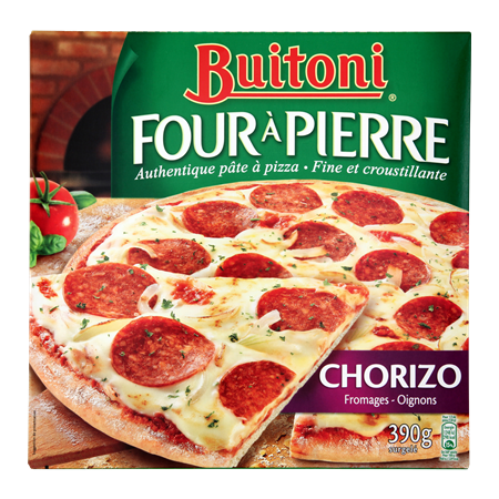 Pizza cuite au four à pierre Chorizo/jambon/fromage